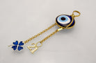 Evil eye protection stone with silver charm, Evil Eye Charm, home décor, gift, Wall Decor, silver charm, Clover Charm