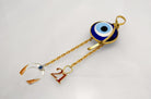 Evil eye protection stone with silver charm, Evil Eye Charm, home décor, gift, Wall Decor, silver charm, Petal Charm