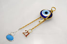 Evil eye protection stone with silver charm, Evil Eye Charm, home décor, gift, Wall Decor, silver charm, Sailboat Charm