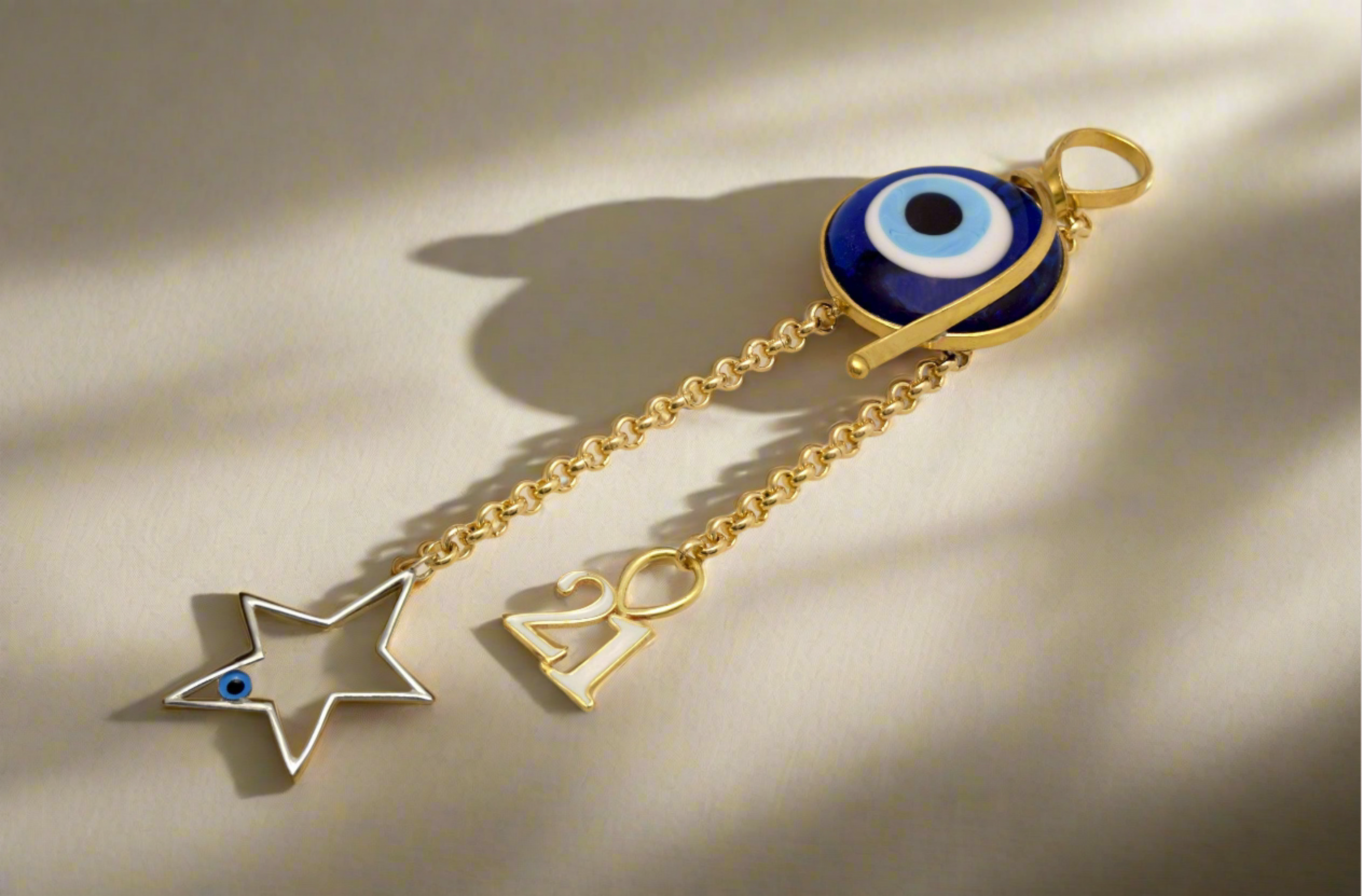 Evil eye protection stone with silver charm, Evil Eye Charm, home décor, gift, Wall Decor, silver charm, Star Charm