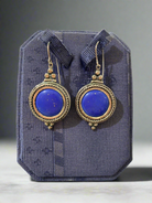 Greek Circle Rope Earrings in sterling silver with Lapis Lazuli