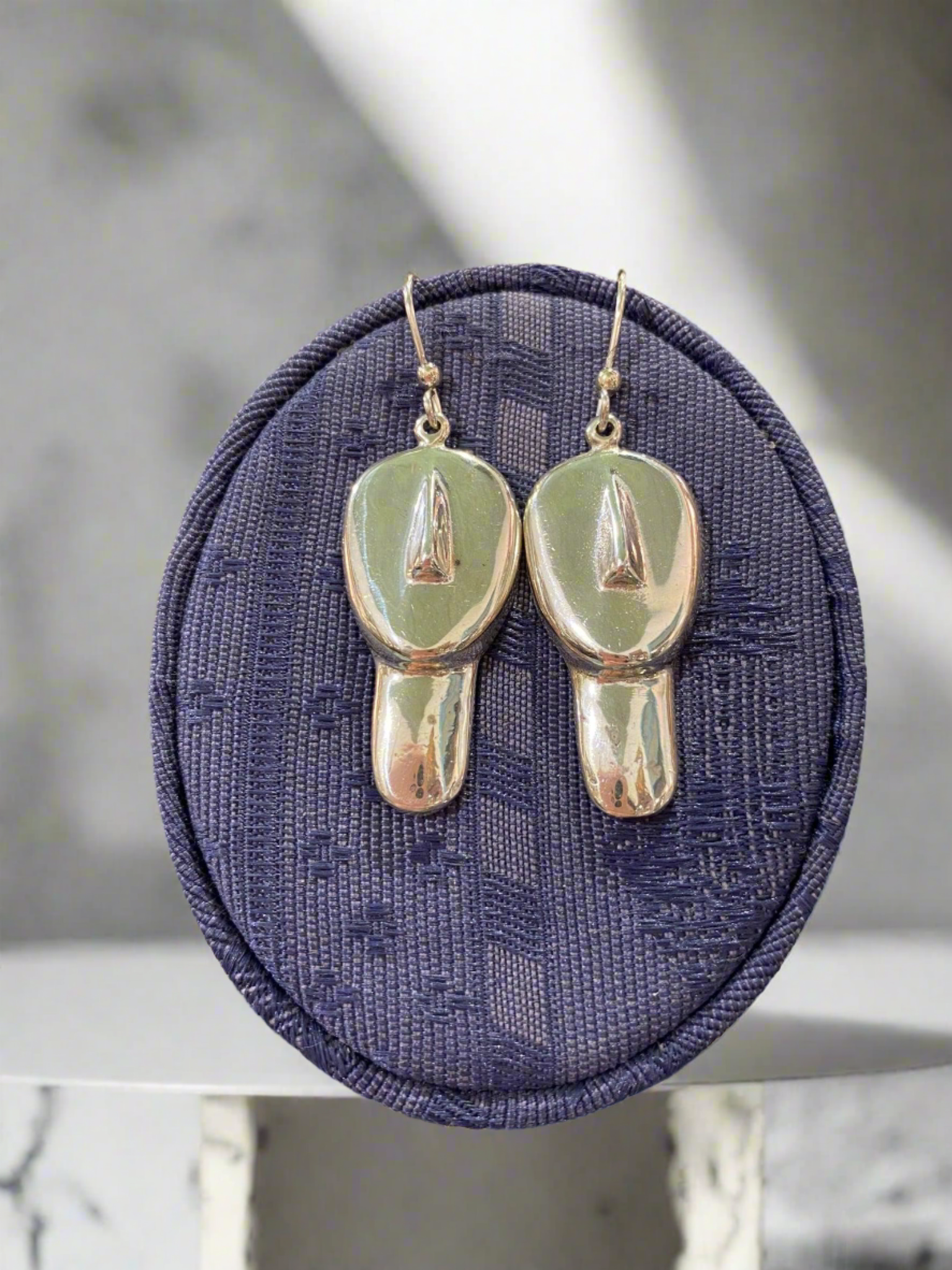 Greek Cycladic Earrings, sterling silver earrings, Greek Jewelry, handmade earrings, Head of a figurine type Plastira Earrings (AG-10)