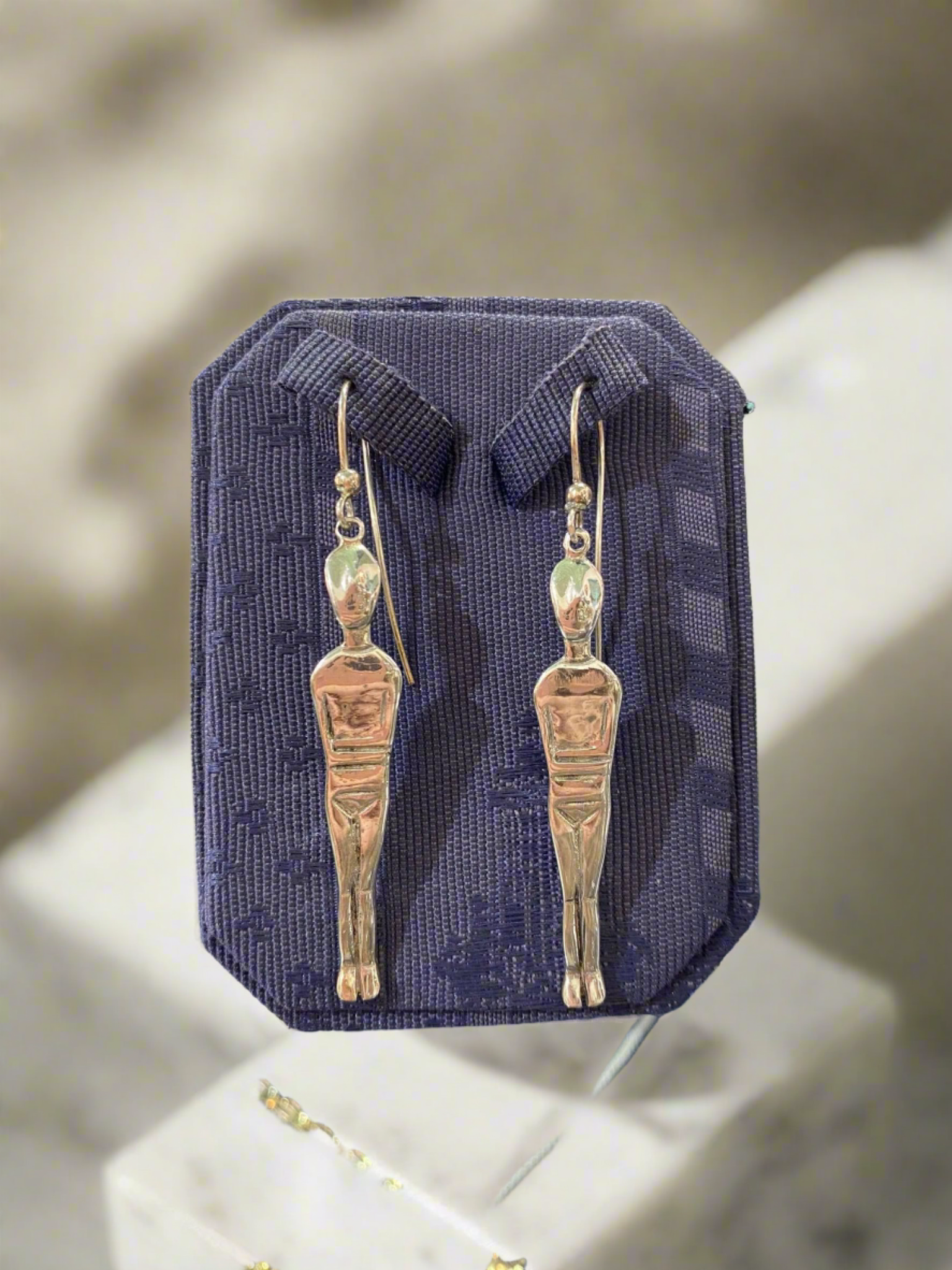 Greek Cycladic earrings, Cycladic jewelry, earrings in sterling silver, Standing female figure (Keros Variety) earrings (AG-11)