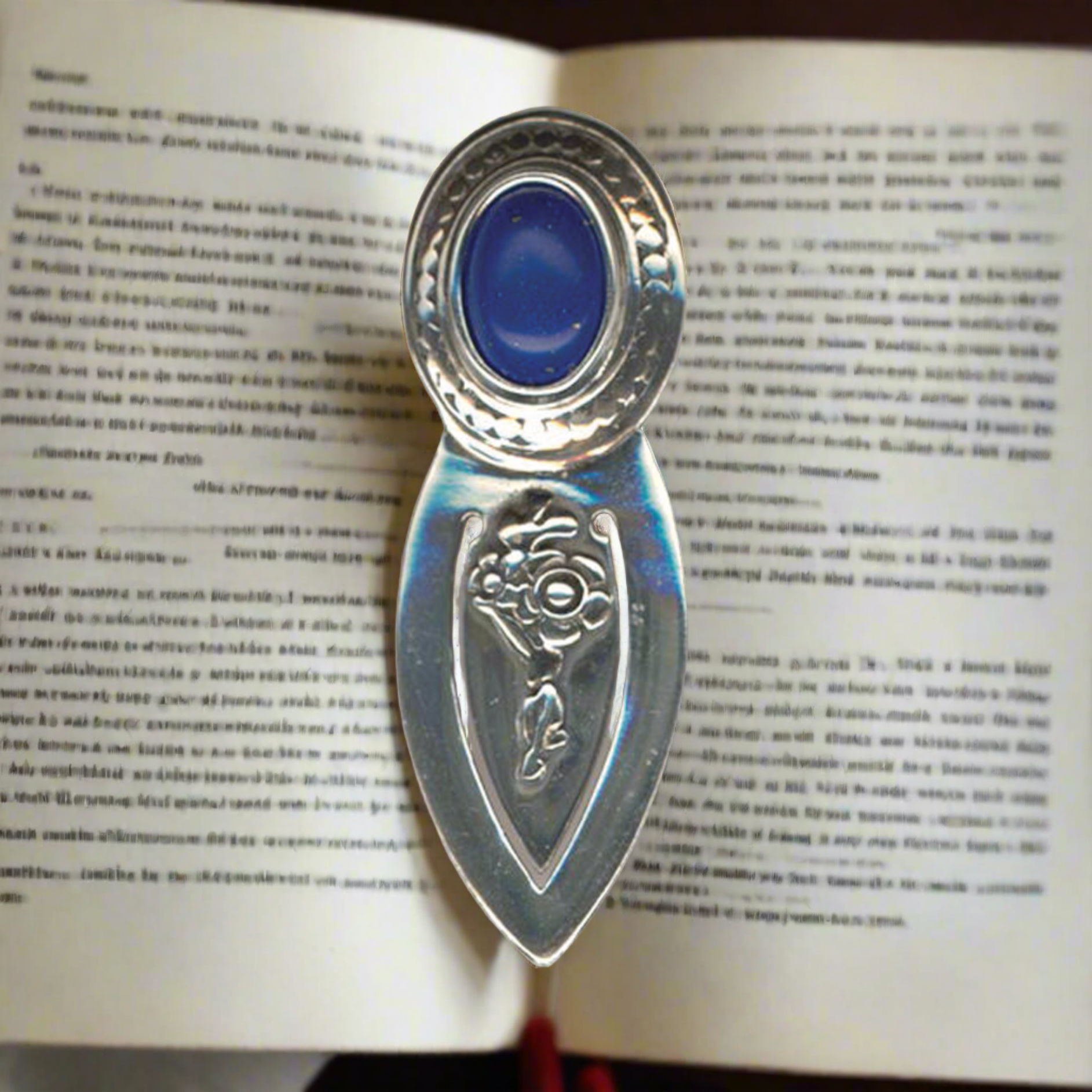 Greek Handmade Bookmark in Sterling Silver with Lapis Lazuli (PH-17)