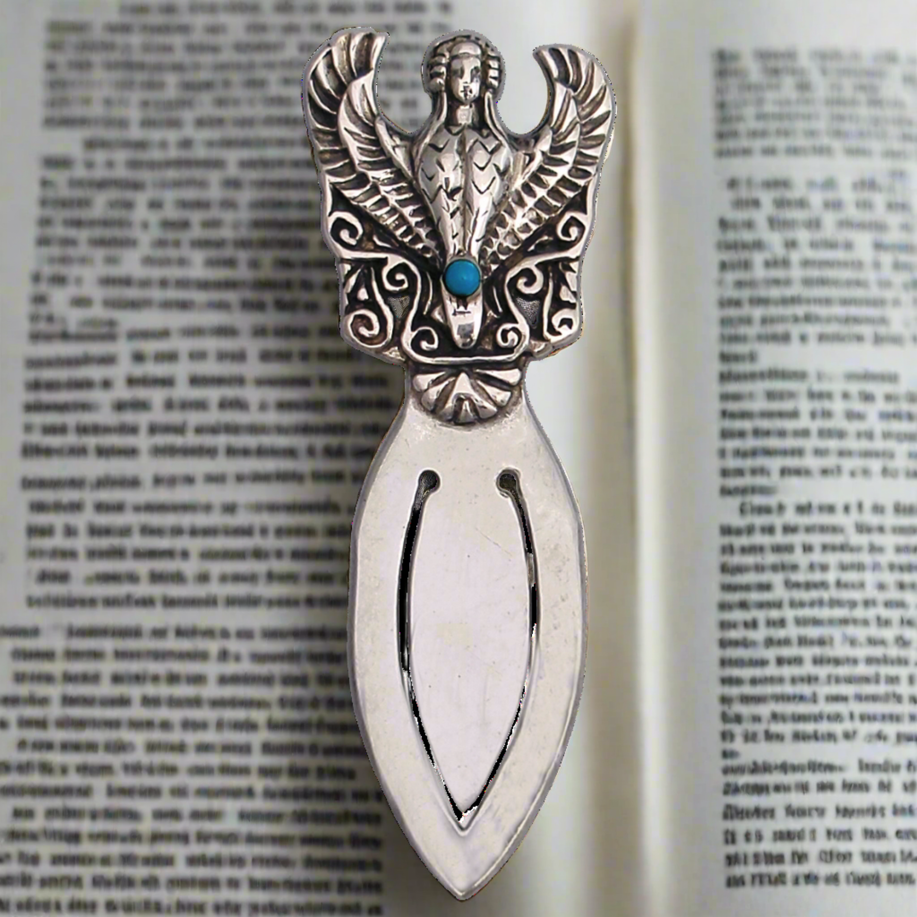 Greek Handmade Bookmark in Sterling Silver with Turquoise (PH-01)