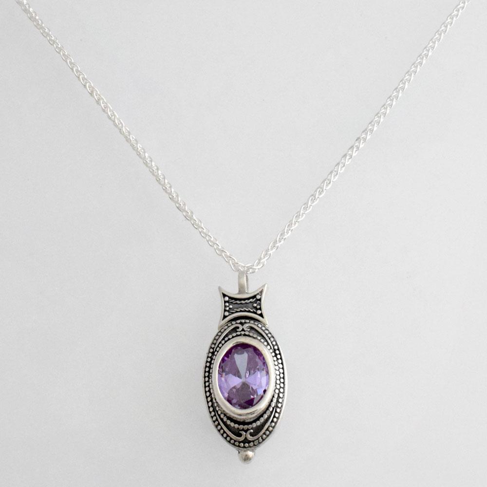 Greek Jewelry, Byzantine Sterling silver Pendant, Solid silver Pendant, Zircon Pendant (PE-77)