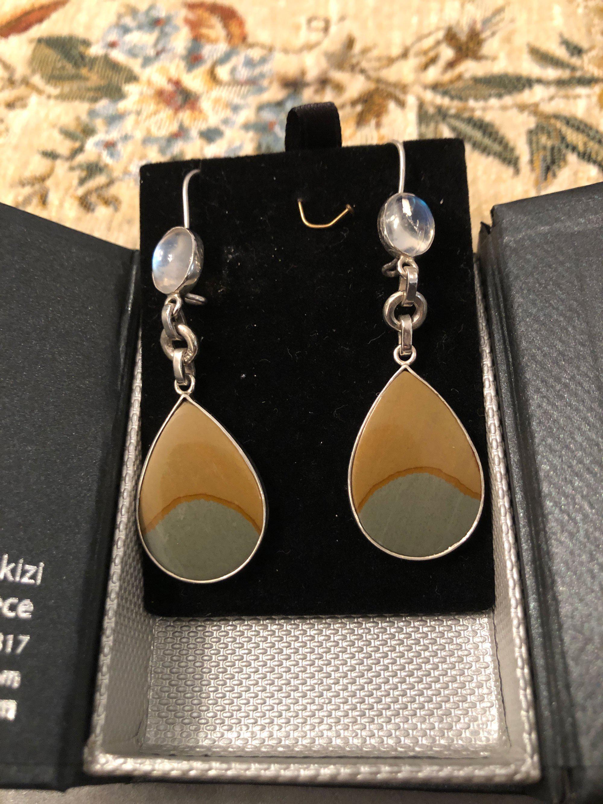 Greek Jewelry, Sterling silver Earrings, Solid silver Earrings, Greek Earrings, Moonstone Earrings, Jasper Earrings