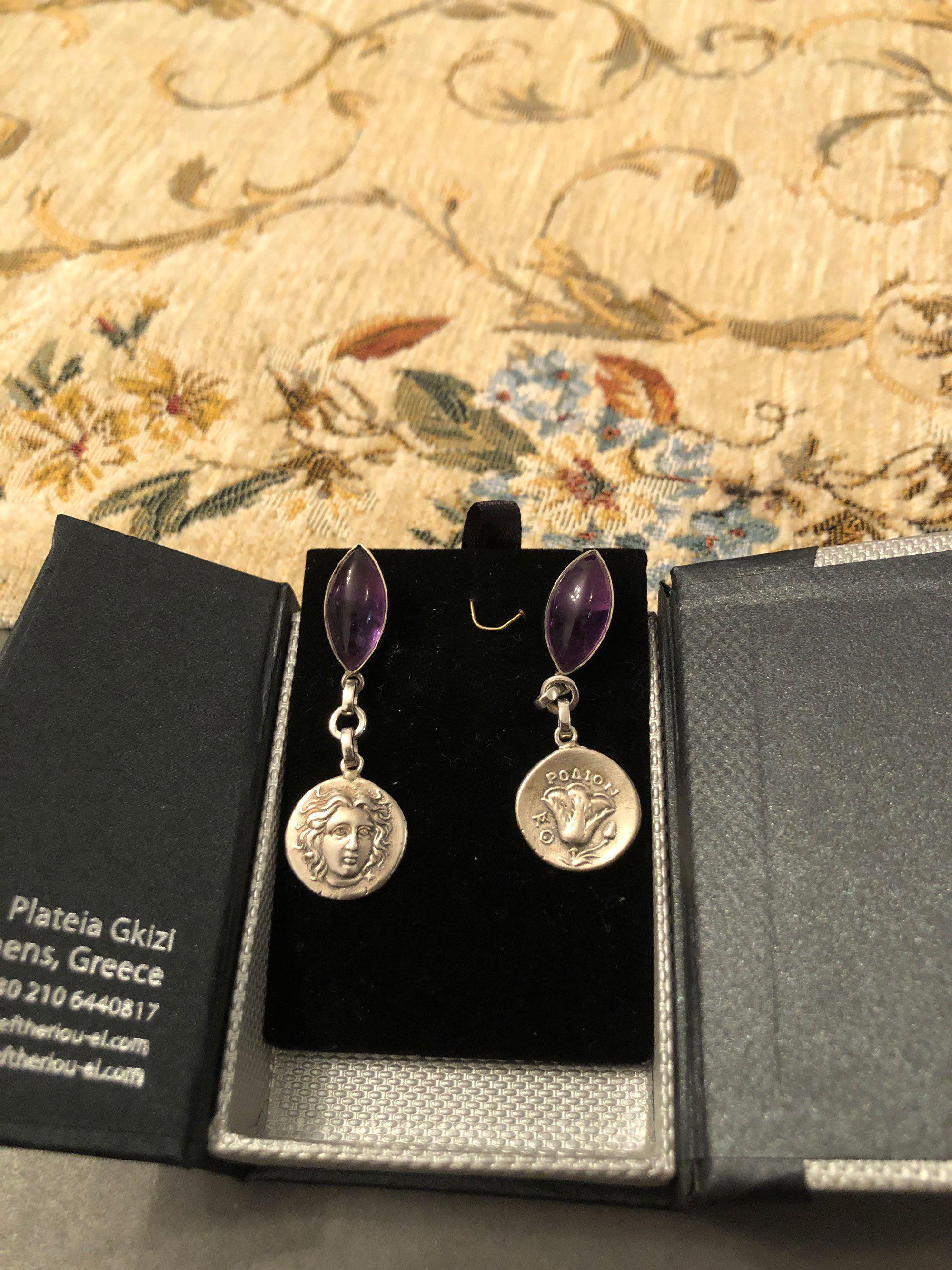 Greek Jewelry, Sterling silver Earrings, Solid silver Earrings, Greek Earrings,Gemstone Earrings