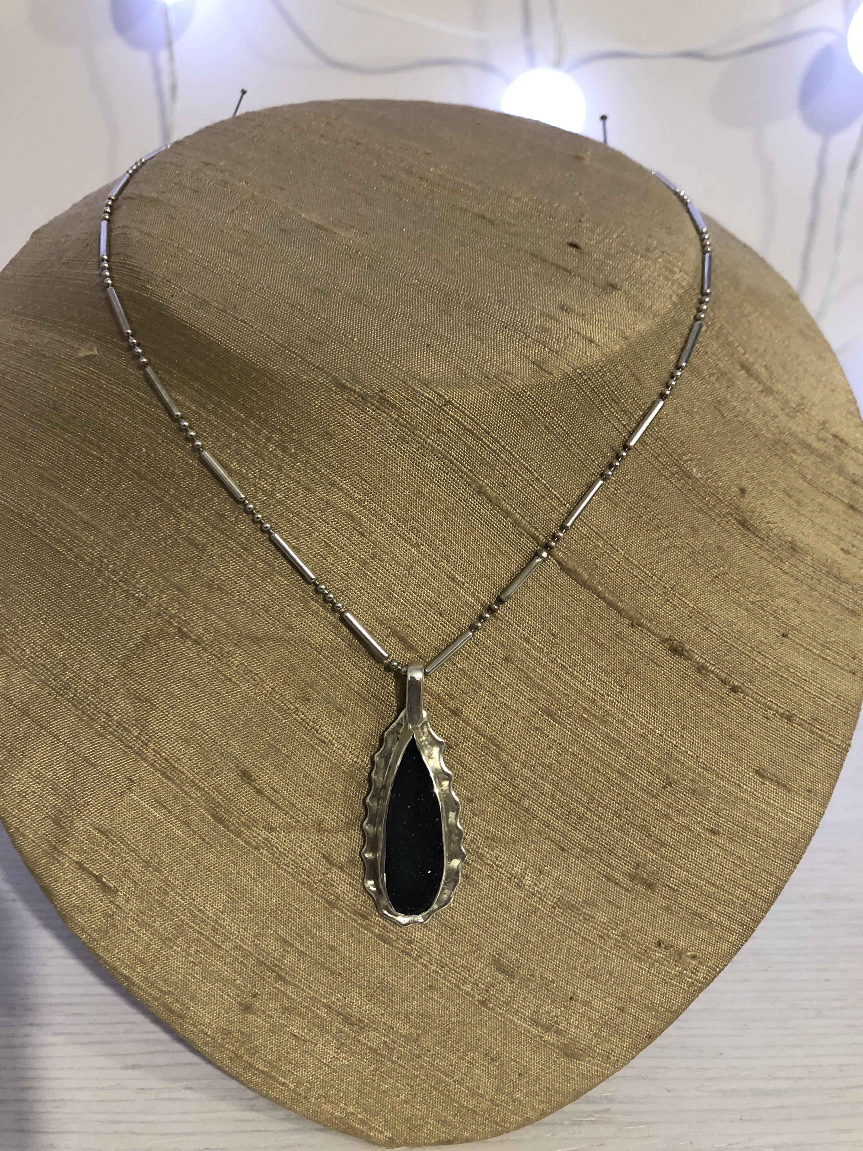 Greek Jewelry, Sterling silver Pendant, Solid silver Pendant, Greek Pendant, Raw Onyx pendant