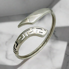 Greek Key Meander Bangle in Sterling Silver with zircon (B-64)