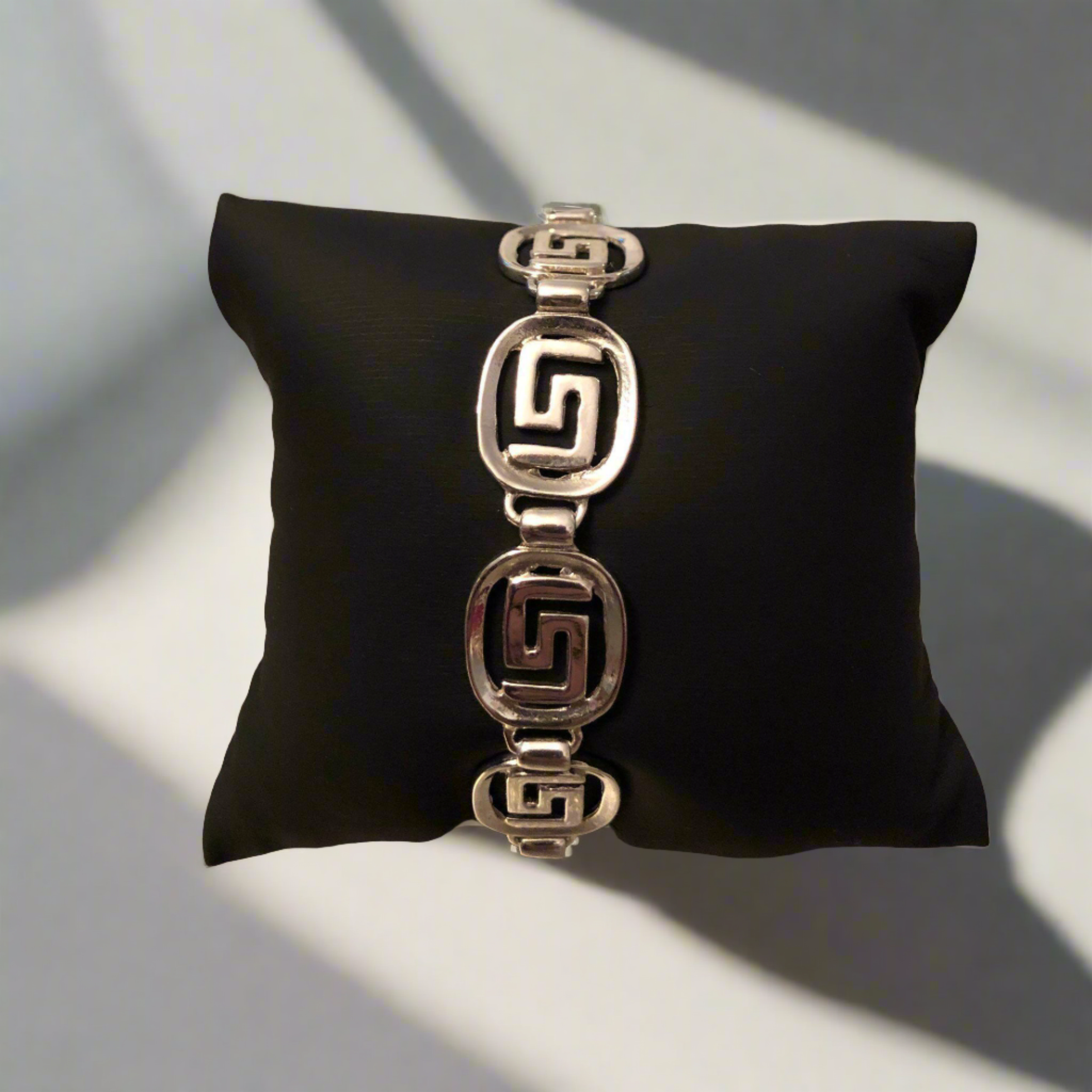 Greek Key Meander Bracelet in Sterling Silver (B-109)