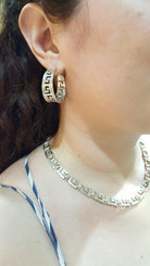 Greek Key Meander Earrings in sterling Silver (AG-06)