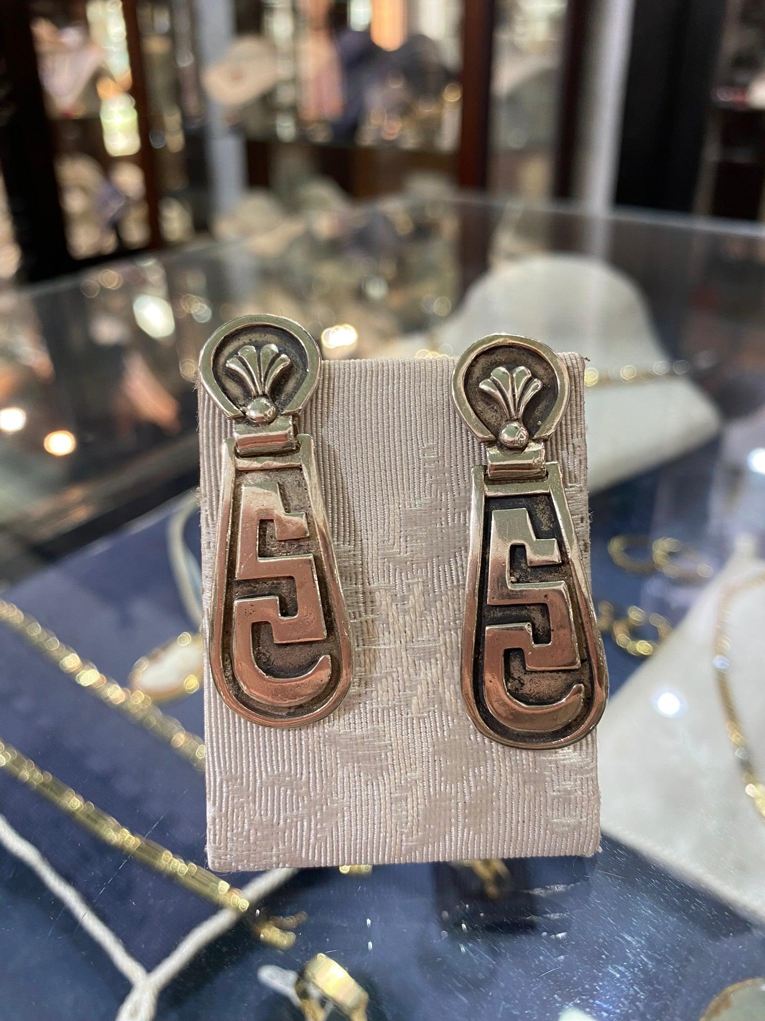 Greek Key Meander Earrings in sterling Silver (AG-15)