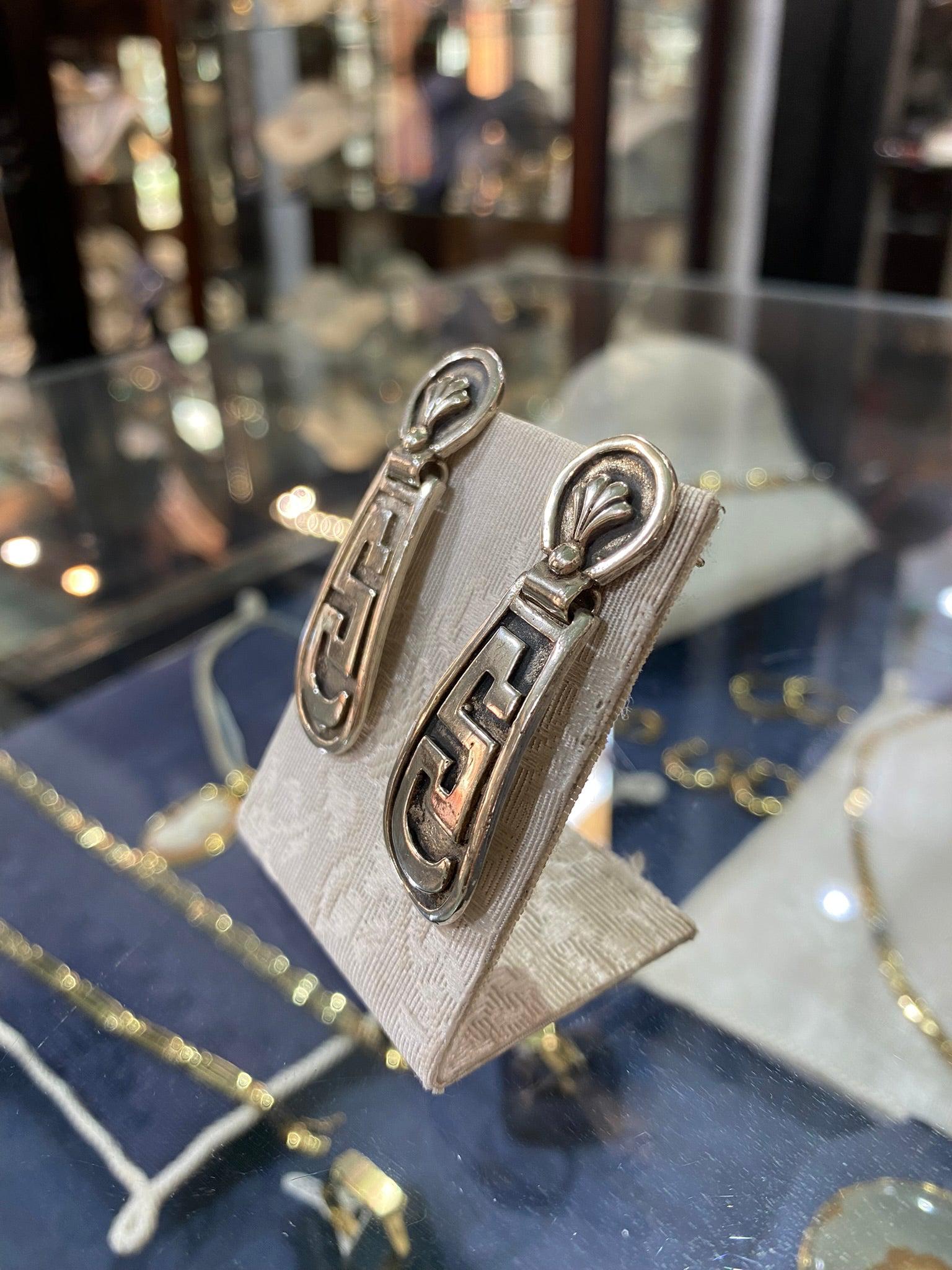 Greek Key Meander Earrings in sterling Silver (AG-15)