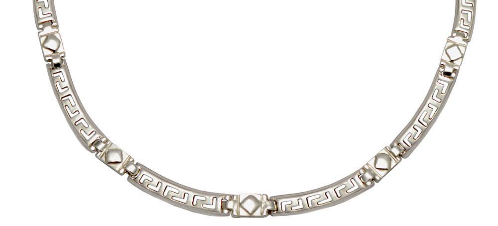 Greek Key Meander Necklace in Sterling Silver (PE-05)