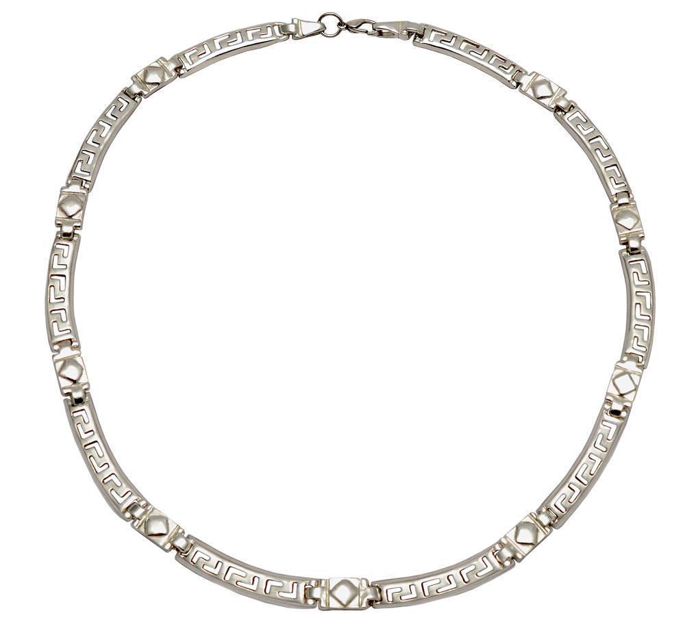 Greek Key Meander Necklace in Sterling Silver (PE-05)