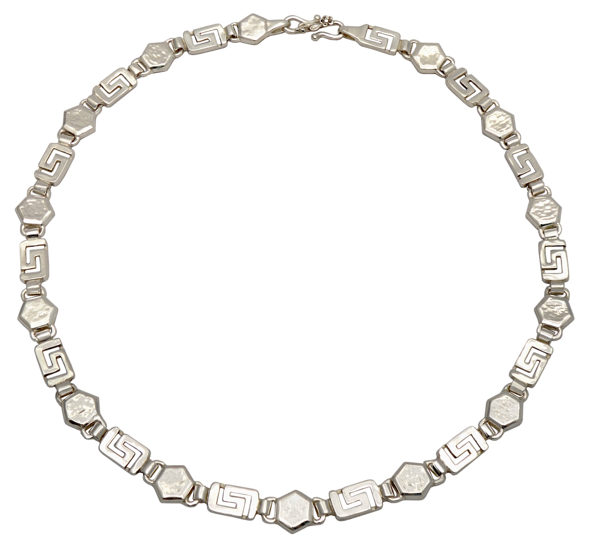 Greek Key Meander Necklace in Sterling Silver (PE-06)