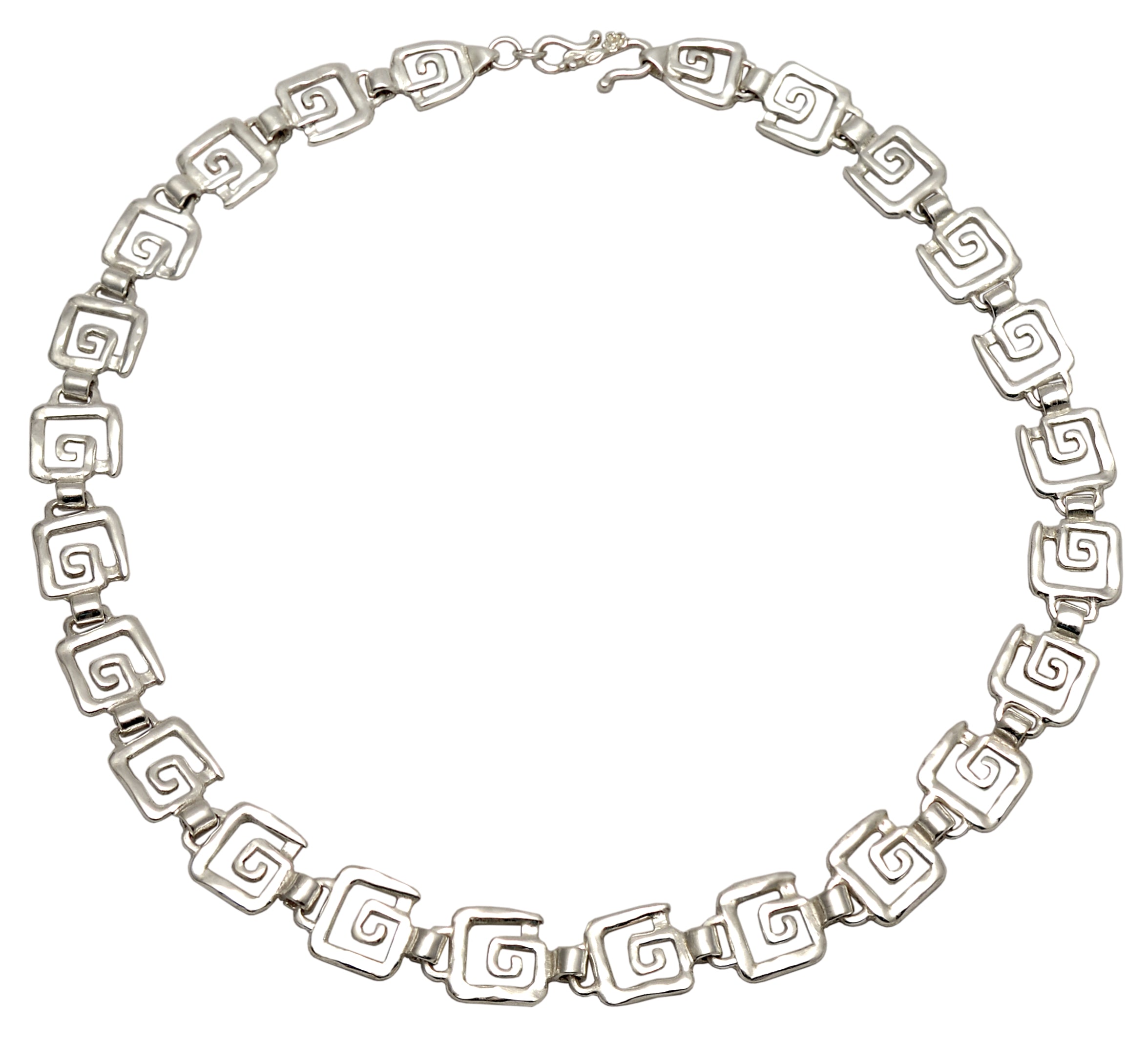 Greek Key Meander Necklace in Sterling Silver, (PE-08)