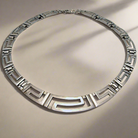 Greek Key Meander Necklace in Sterling Silver (PE-10)