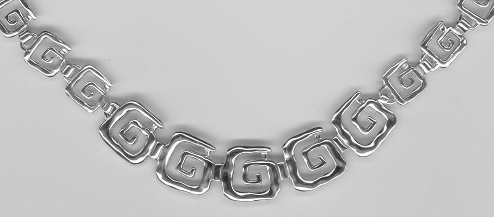 Greek Key Meander Necklace in Sterling Silver (PE-11)