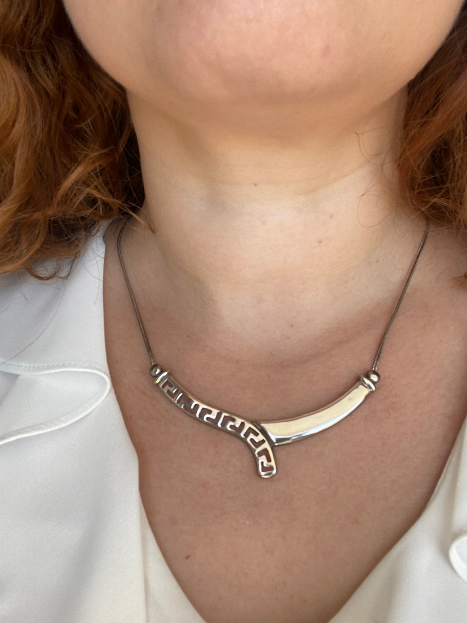 Greek Key Meander Necklace in sterling silver (PE-09)