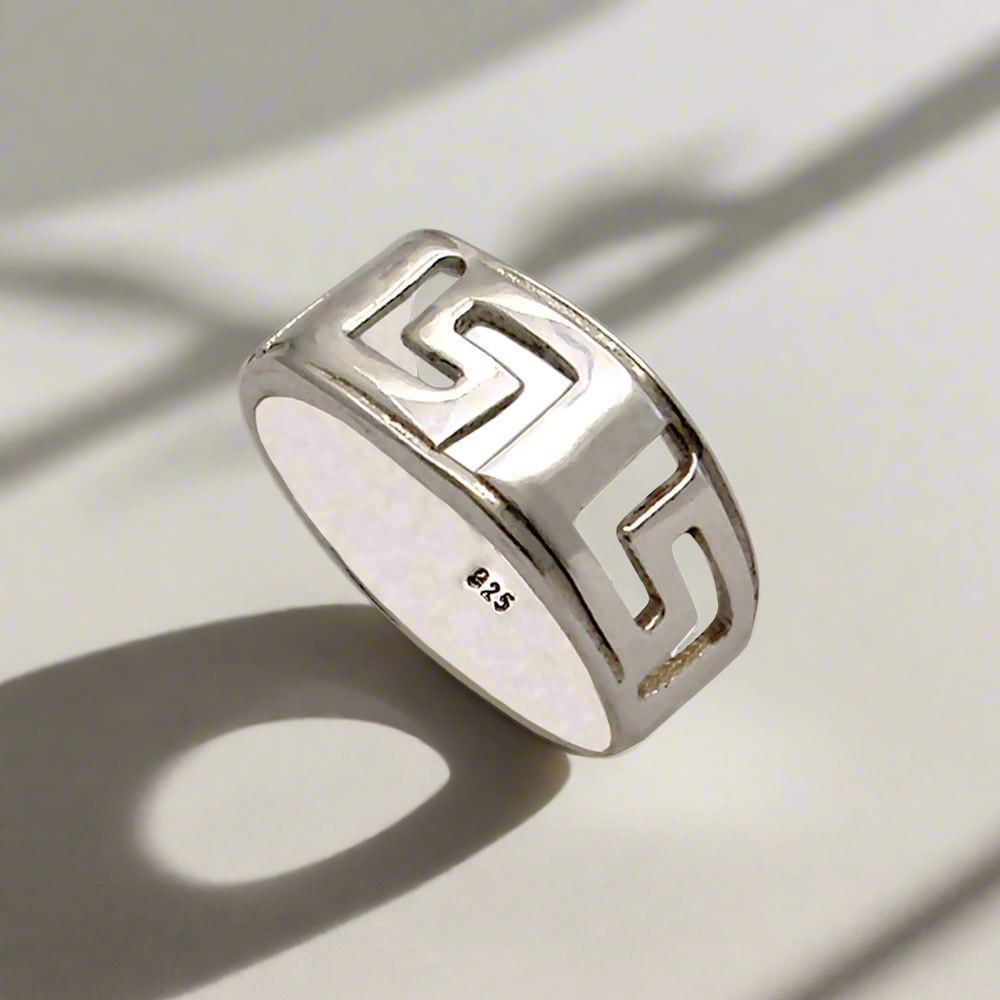 Greek Key Meander Ring in Sterling Silver (DT-63)