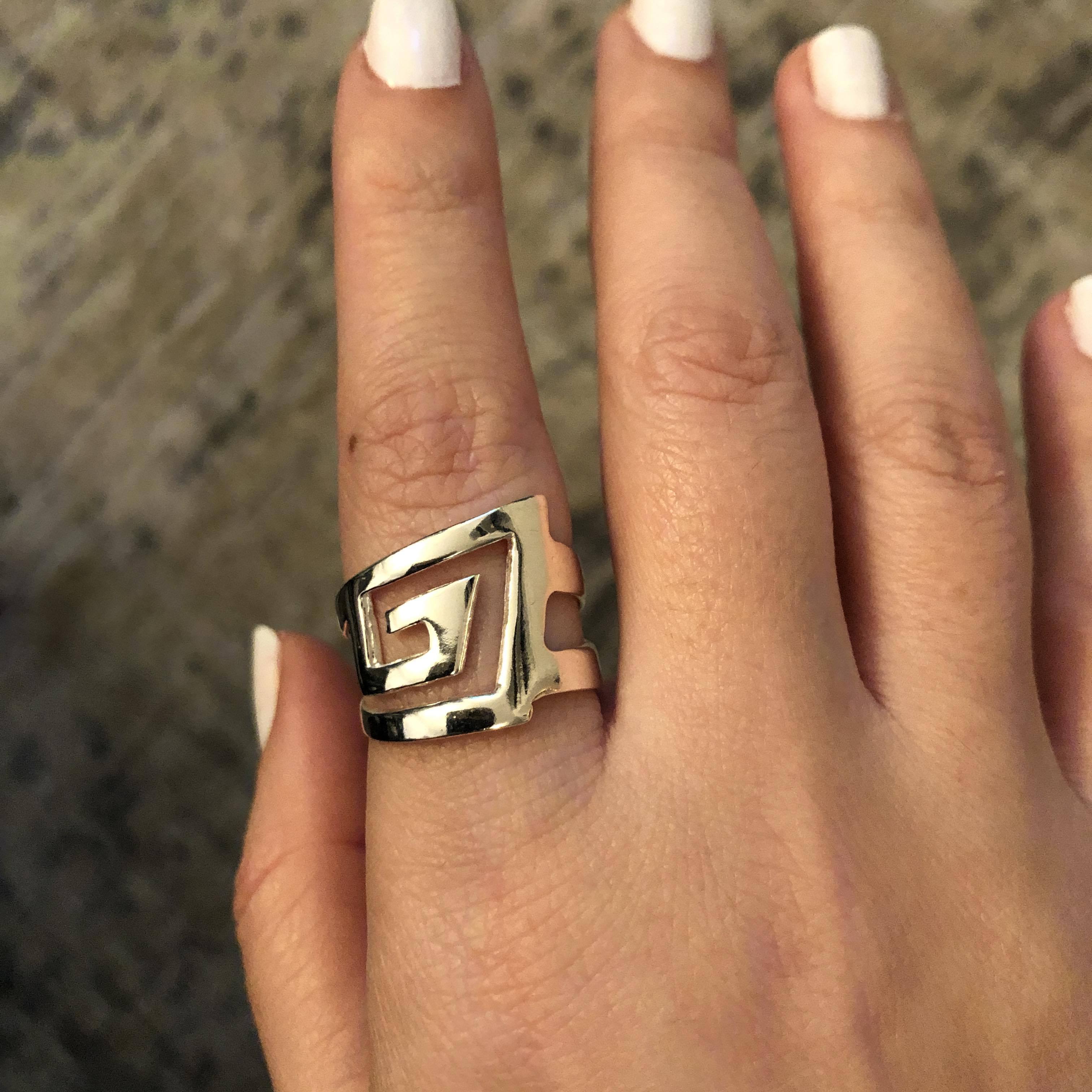 Greek Key Meander Ring in Sterling Silver (DT-68)