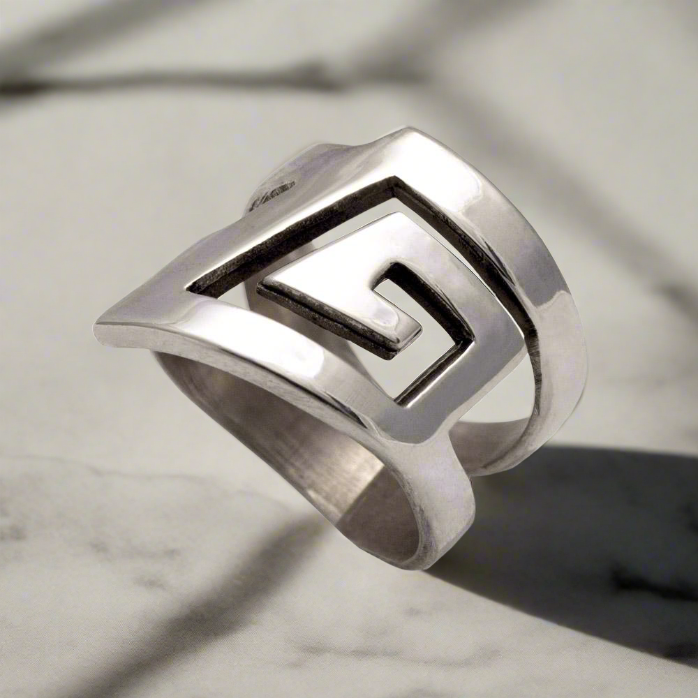 Greek Key Meander Ring in Sterling Silver (DT-68)