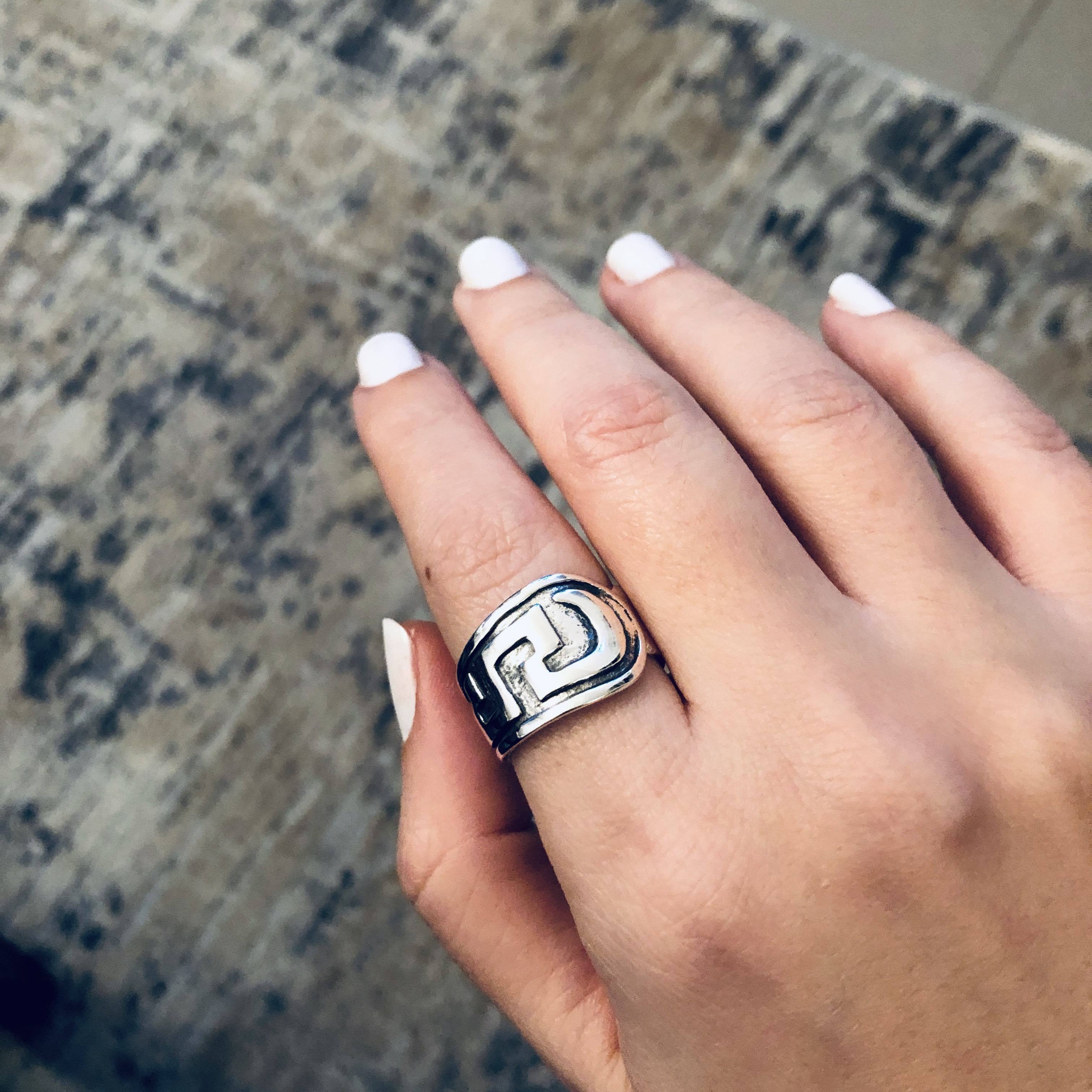 Greek Key Meander Ring in Sterling Silver (DT-74)