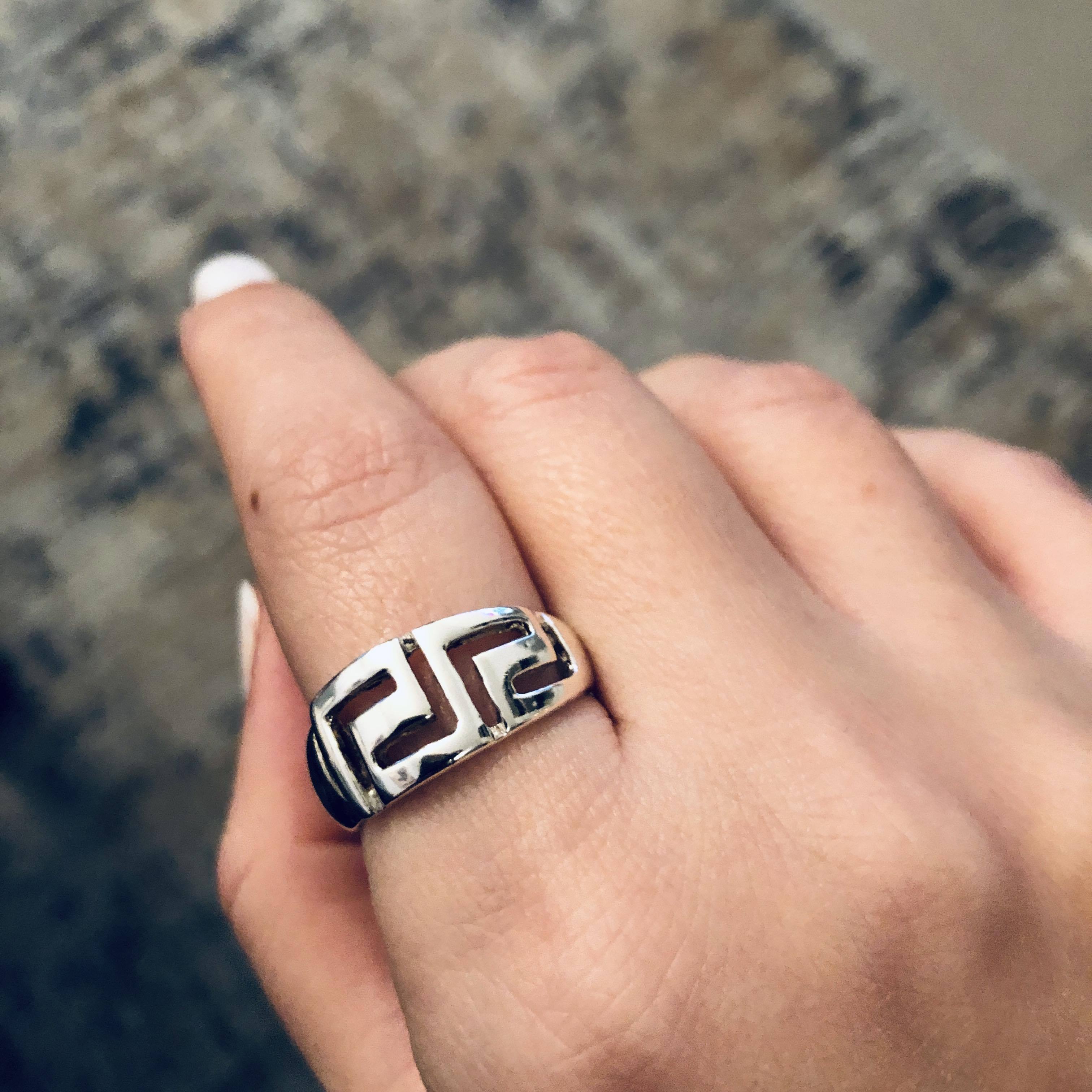 Greek Key Meander Ring in Sterling Silver (DT-77)