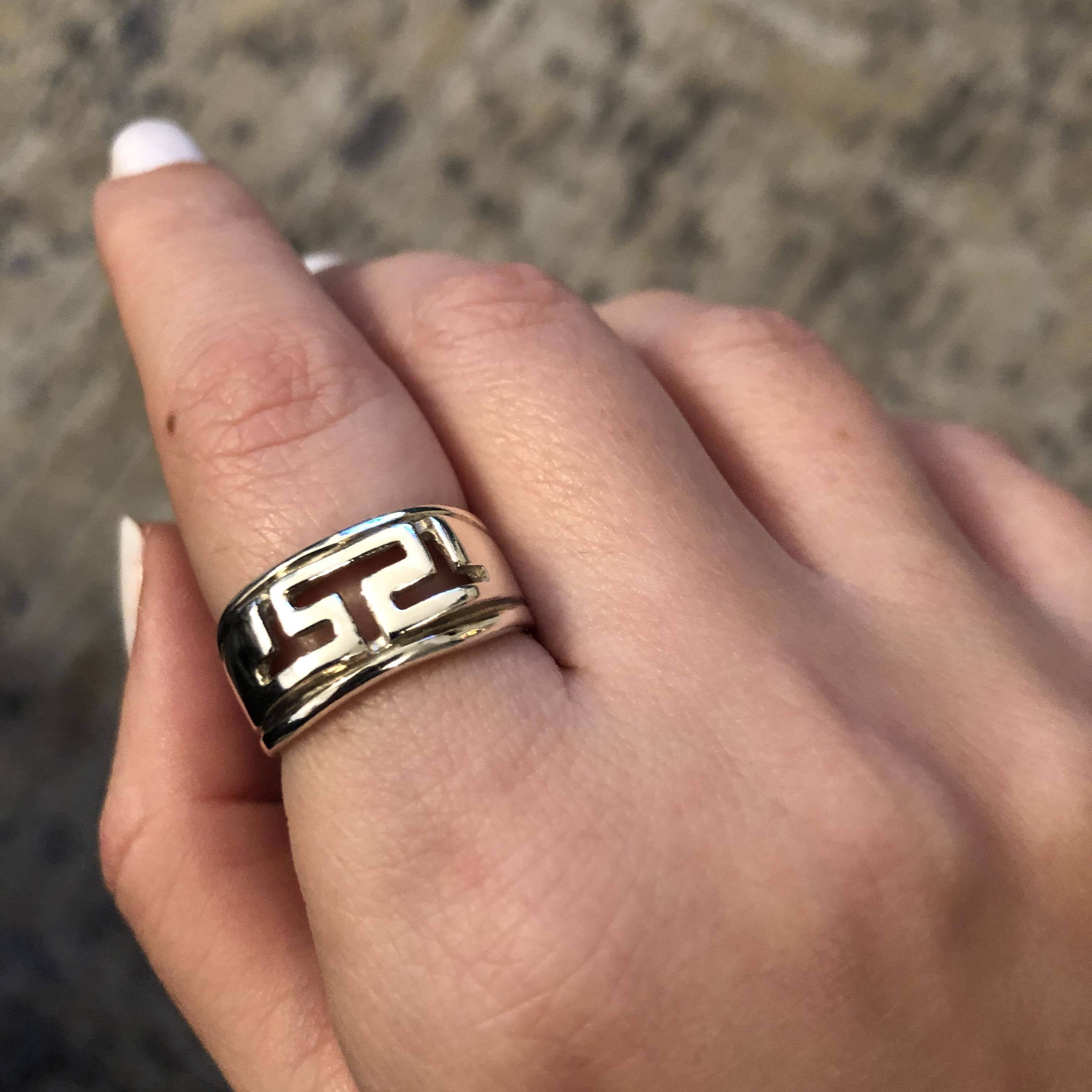 Greek Key Meander Ring in Sterling Silver (DT-79)