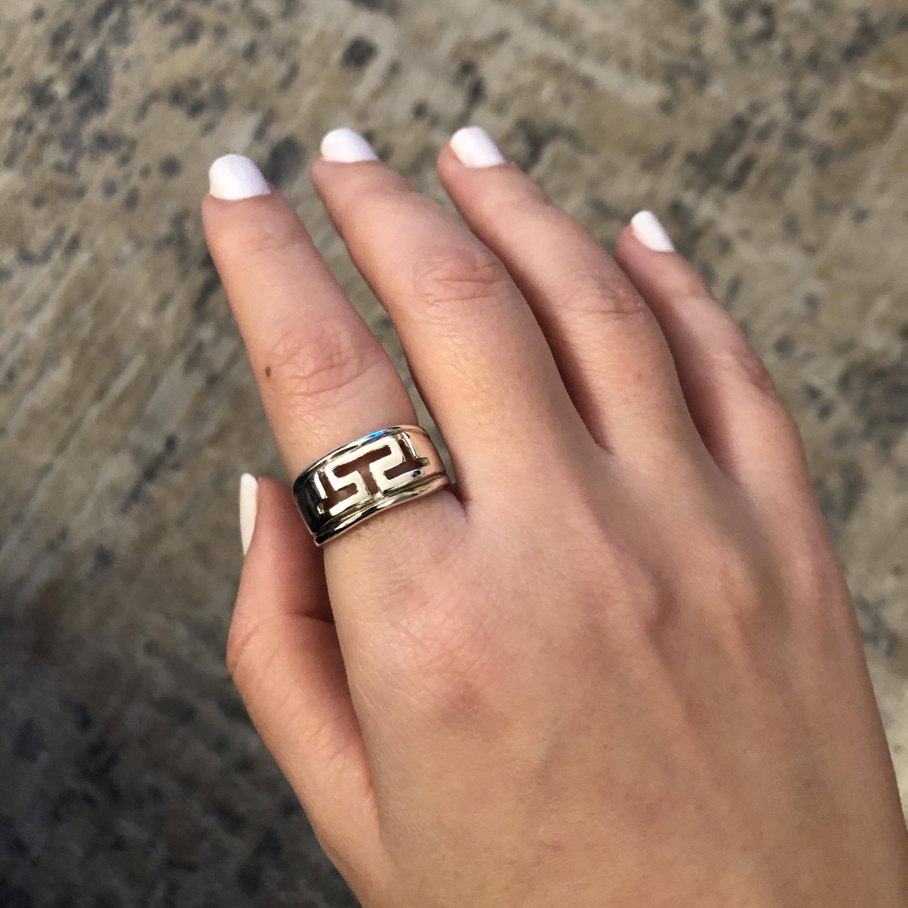 Greek Key Meander Ring in Sterling Silver (DT-79)