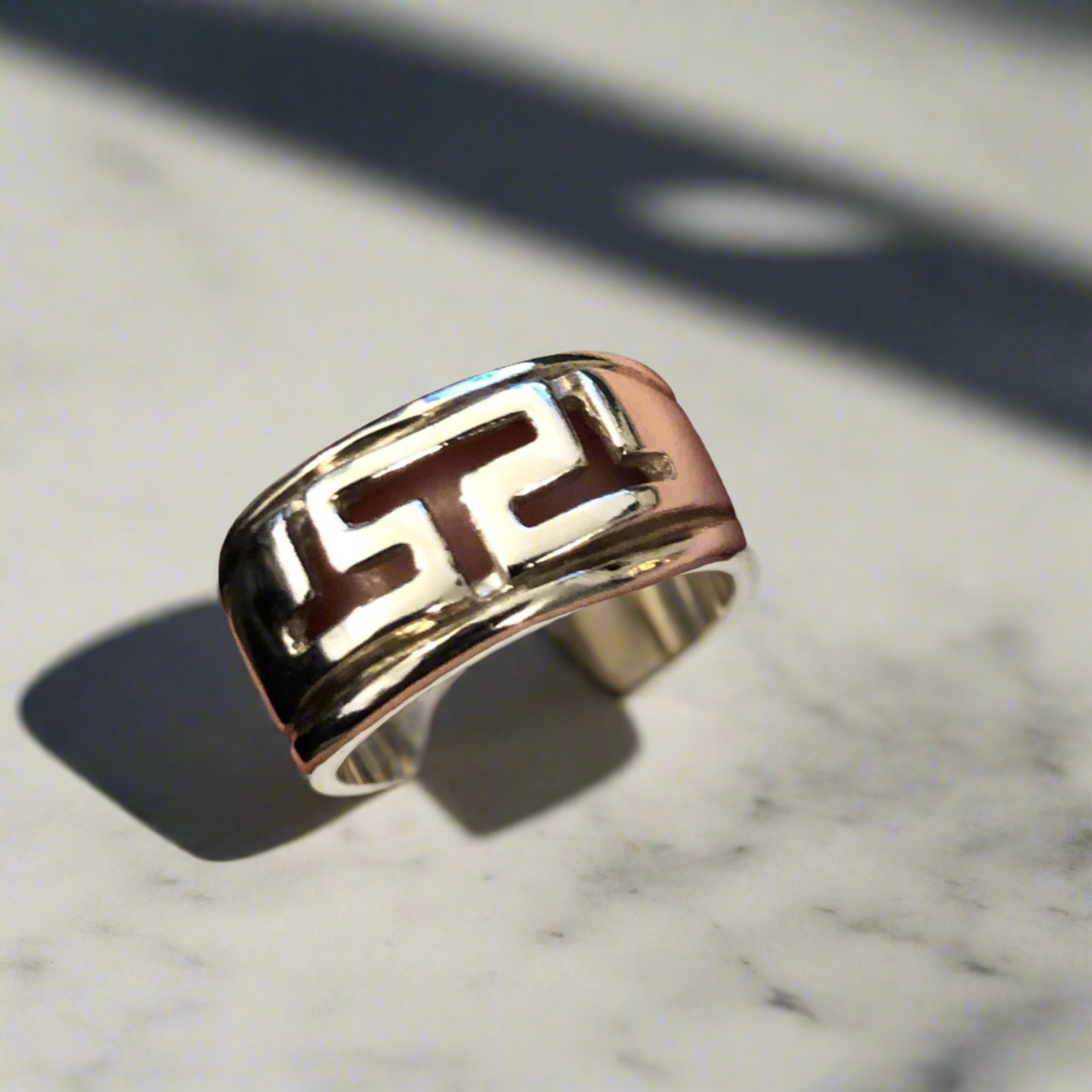 Greek Key Meander Ring in Sterling Silver (DT-79)