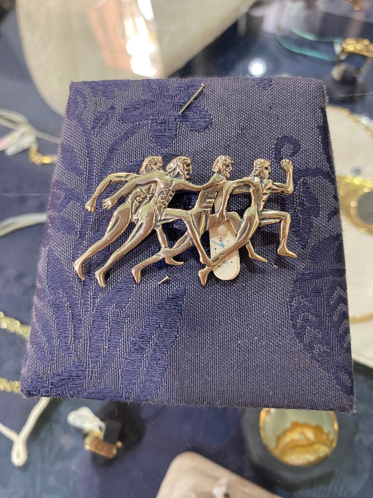 Greek Olympic Runners Brooch in Sterling Silver (K-75)