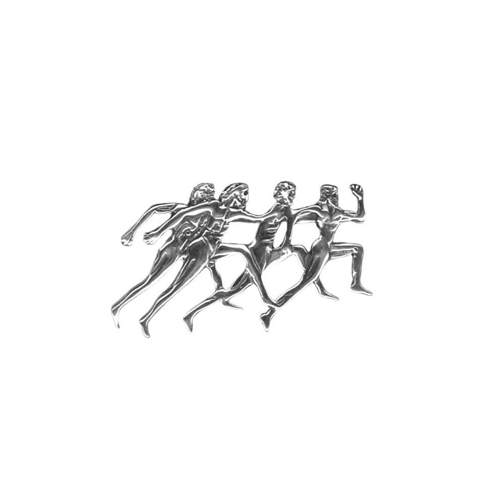 Greek Olympic Runners Brooch in Sterling Silver (K-75)