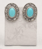 Greek Oval Earrings in Sterling silver with Gemstone (GT-02)