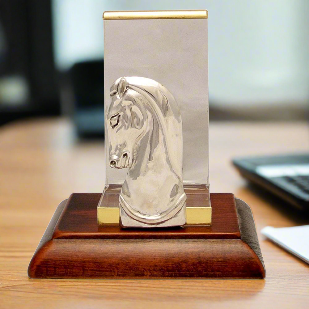 Greek Parthenon Horse Head, sterling silver card holder, business card holder (a-25-15)