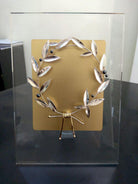 Greek Sterling Silver Olive leaf Wreath Kotinos on plexiglass (A-93)