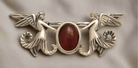 Greek Traditional Angels Brooch in Sterling silver with Carnelian (K-18)