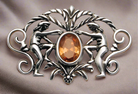 Greek Traditional Brooch in Sterling Silver with Zircon (K-19)