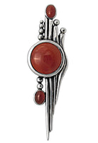 Greek Traditional Brooch in Sterling silver with a Carnelian (K-08)