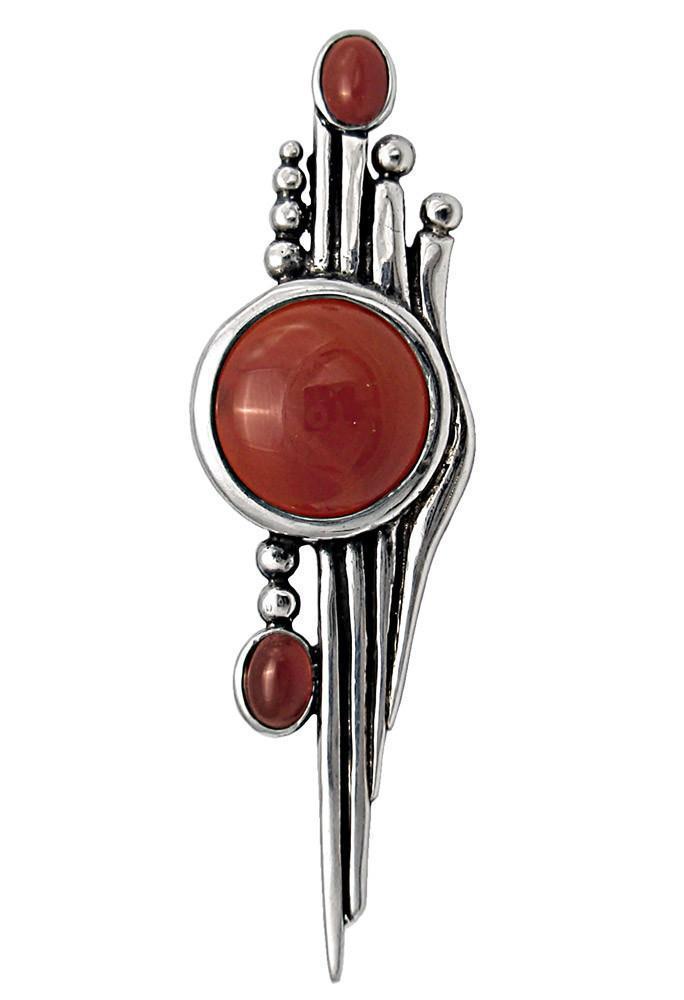 Greek Traditional Brooch in Sterling silver with a Carnelian (K-08)