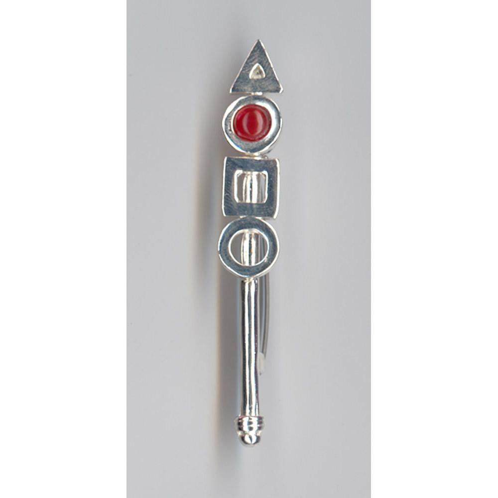 Greek Traditional Brooch in Sterling silver with a Carnelian (K-12)