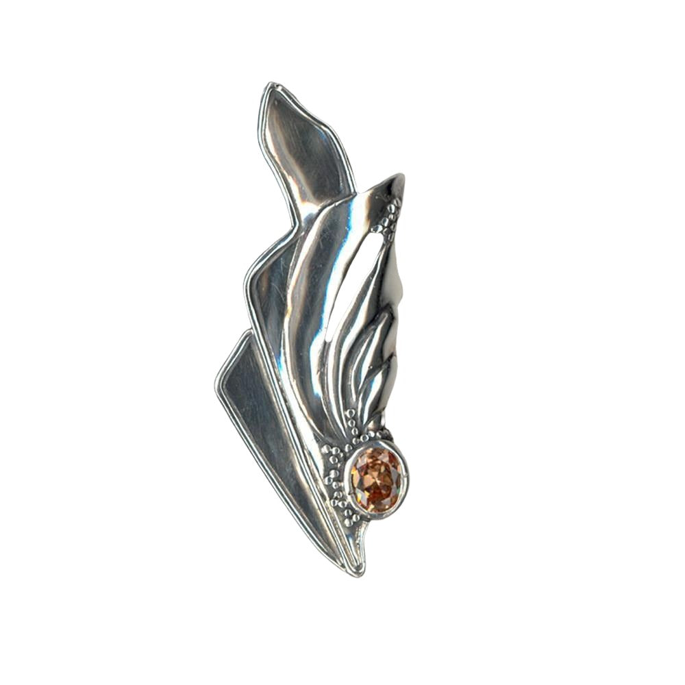 Greek Traditional Brooch in sterling silver with zircon (K-16)