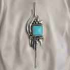 Greek Traditional Flower Brooch in Sterling silver with turquoise (K-34)