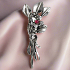 Greek Traditional Flower Brooch in Sterling silver with zircon (K-24)