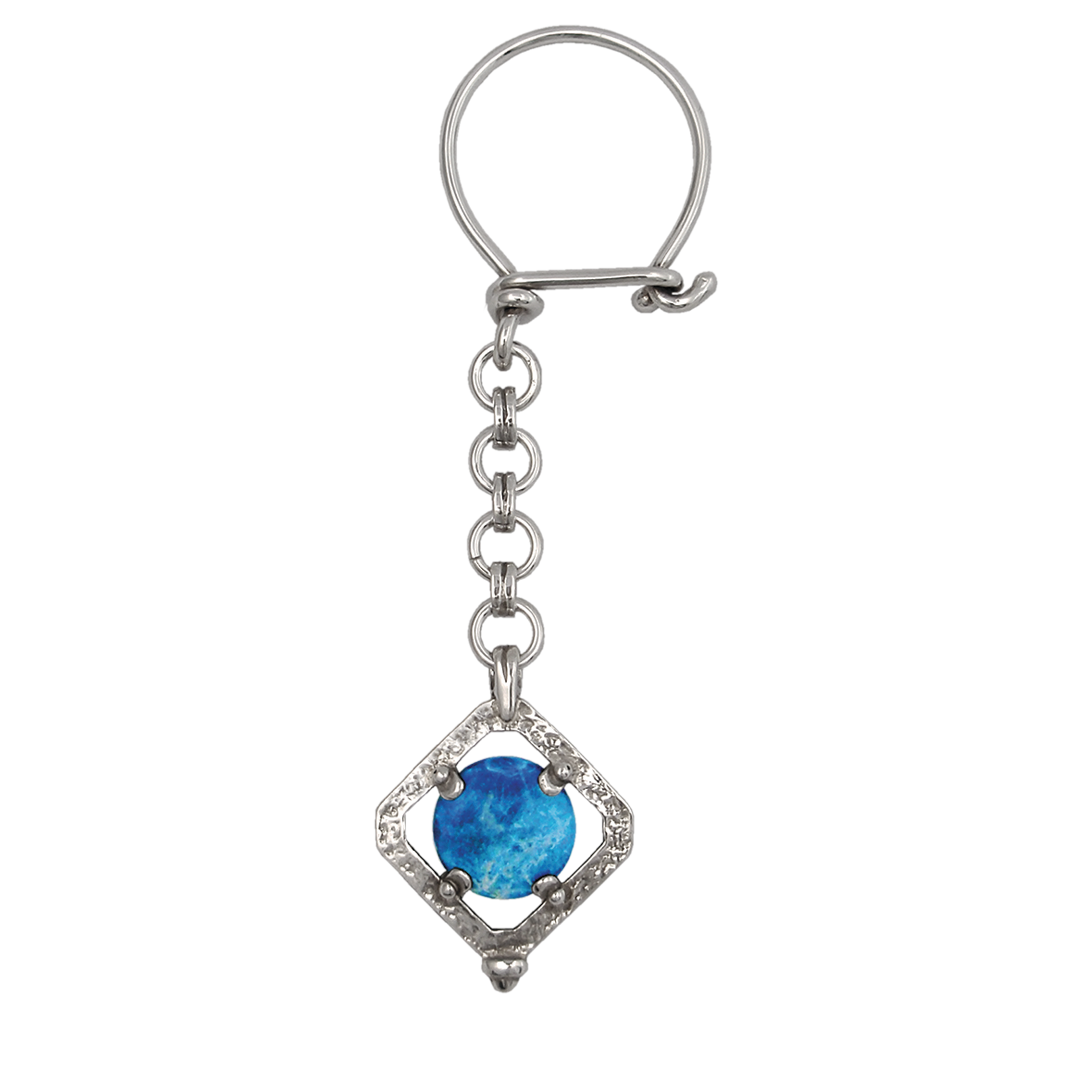 Greek Traditional Key ring in sterling silver with a lapis lazuli (MP-19)