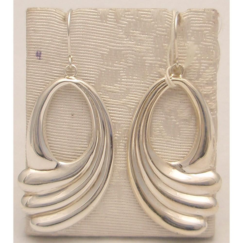 Greek Wave Drop Earrings in Sterling Silver (GT-07)