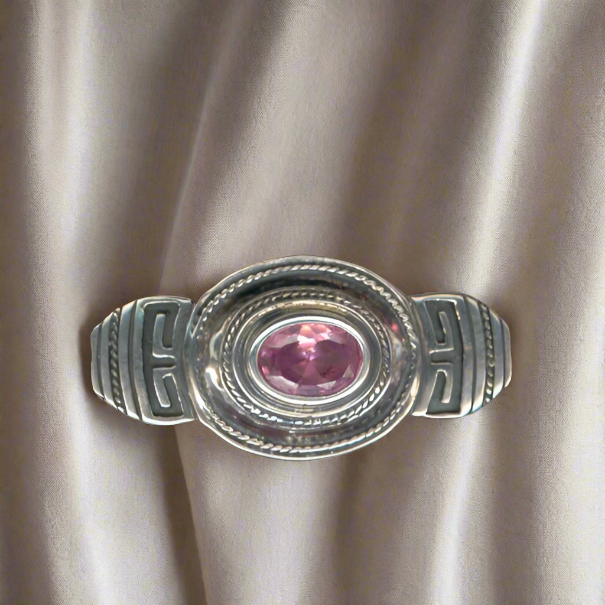 Hellenistic Brooch in Sterling Silver with Amethyst Zircon (K-64)