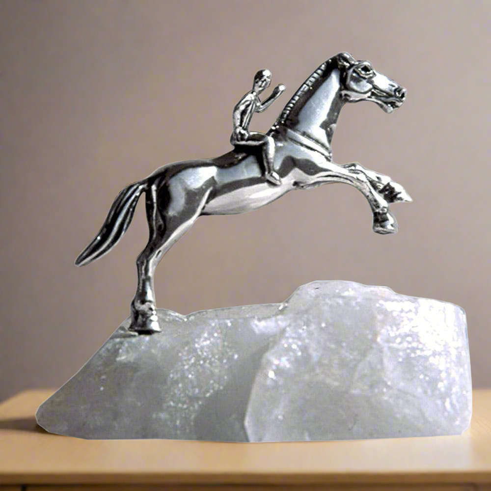 Horse and Jockey from Artemision Figure in Sterling Silver, Handmade Statue (A-06)